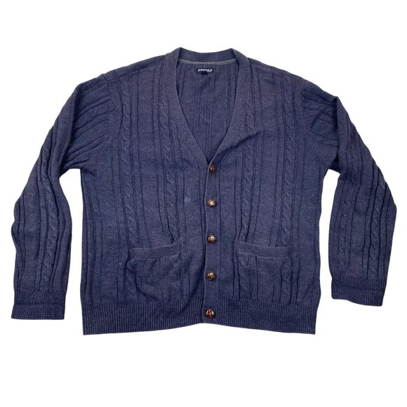 St. Johns Bay Men's Cardigan Sweater Large Cable Knit Button-Up Casual - Picture 1 of 9